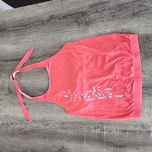 Vintage Nike Dri-Fit Open Back Tie Neck Bra Support Halter Top in Salmon Pink